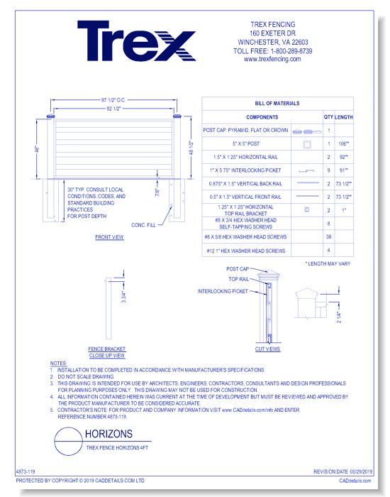 Trex Fence Horizons 4ft