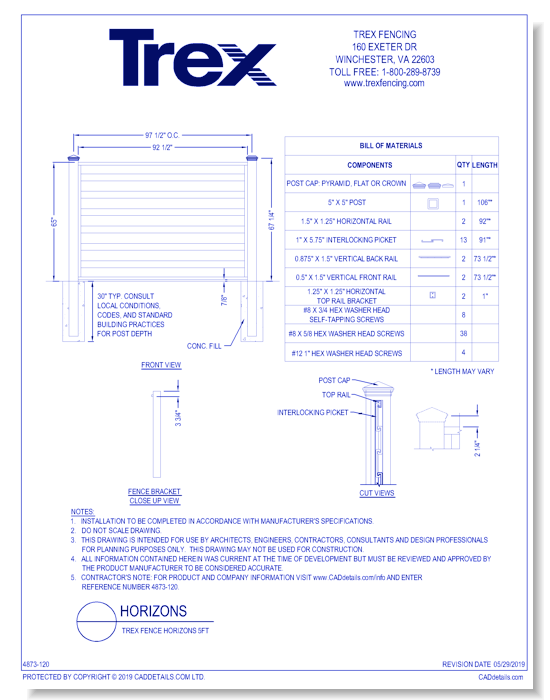Trex Fence Horizons 5ft