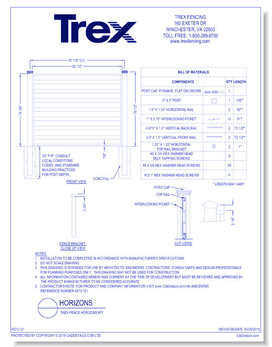 Trex Fence Horizons 6ft