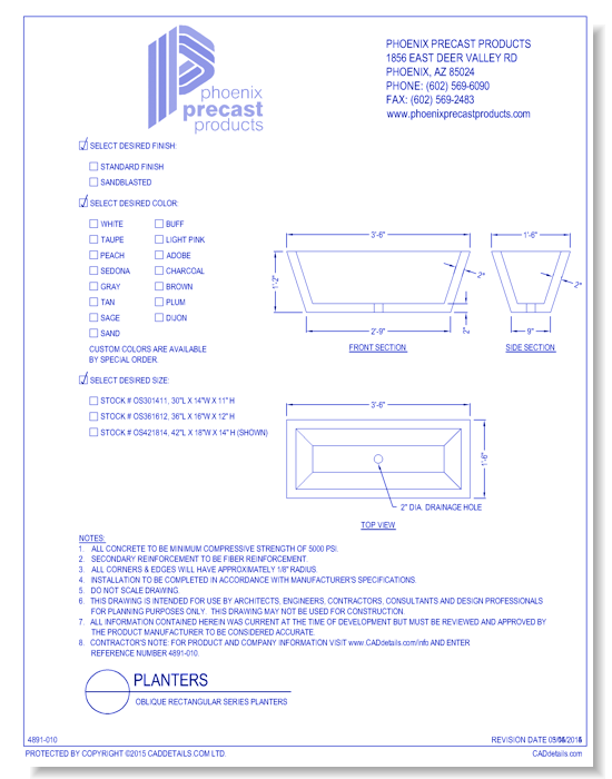 OS421814: Oblique Rectangular Series Planters