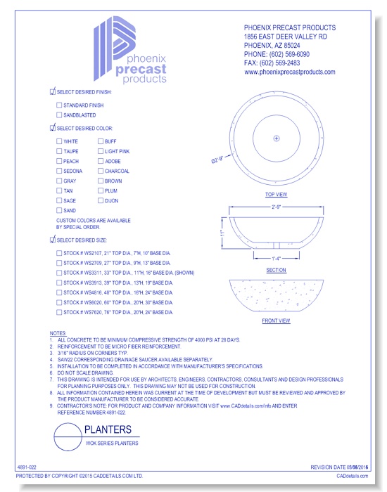 WS3311: Wok Series Planters