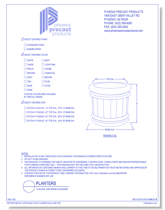 TUS1816: Tuscany Urn Series Planters