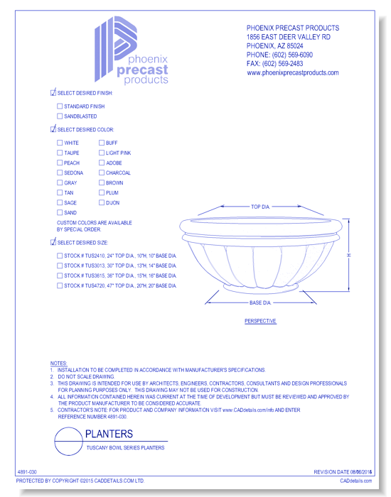 TUS2410: Tuscany Bowl Series Planters