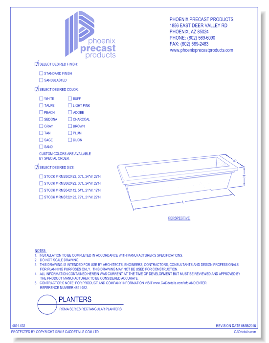 RMS302422: Roma Series Rectangular Planters