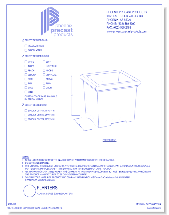 CS1714: Classic Series Square Planters