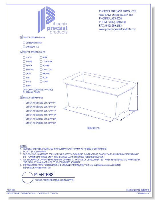 CS211208: Classic Series Rectangular Planters