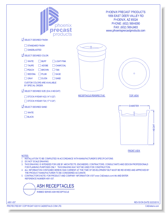 Ribbed Series Ash Receptacle