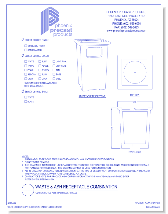 Classic Series Ash/Trash Receptacle Combination