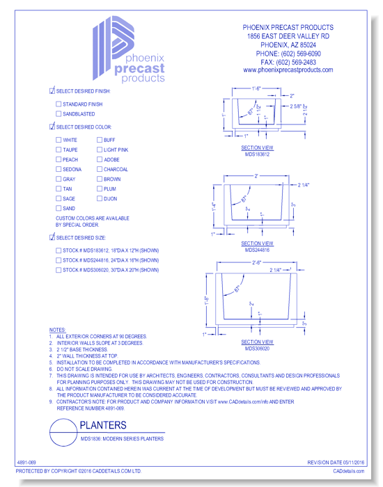 MDS1836: Modern Series Planters