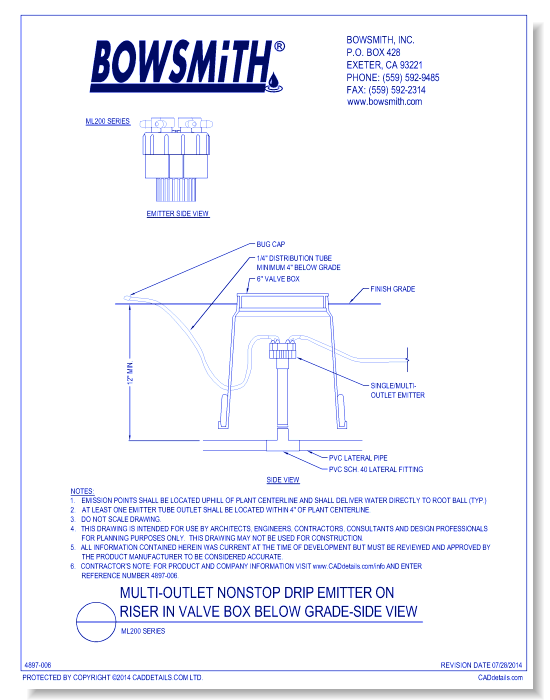 Multi-Outlet NonStop Drip Emitter on Riser in Valve Box Below Grade-Side View