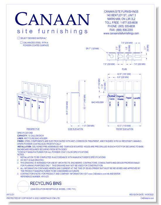 Recycling Bin: Lean Solution Receptacle, Model ( CRC 710 )
