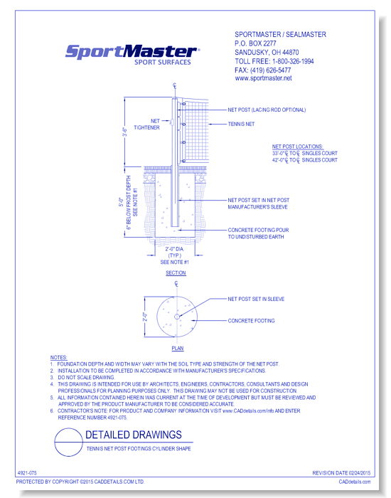 Tennis Net Post Footings Cylinder Shape