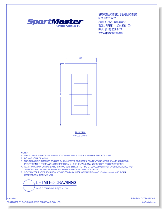 Single Tennis Court (60' x 120')