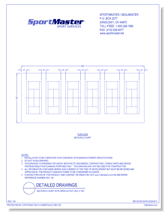 Sextuple Court with Open Layout (300' x 120')