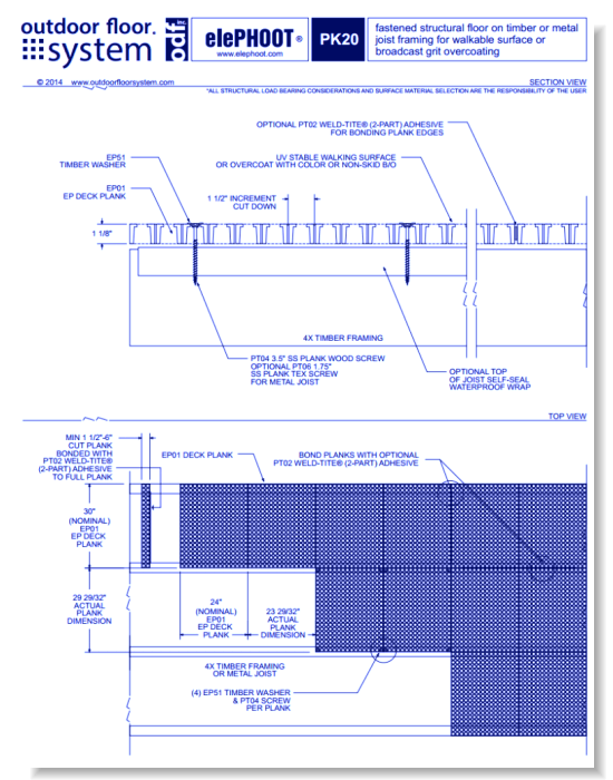 elePHOOT®: PK20–fastened structural floor on timber joist framing walkable surface