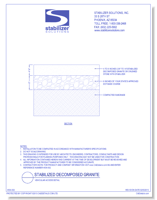 Stabilized Decomposed Granite: Vehicular Access Detail