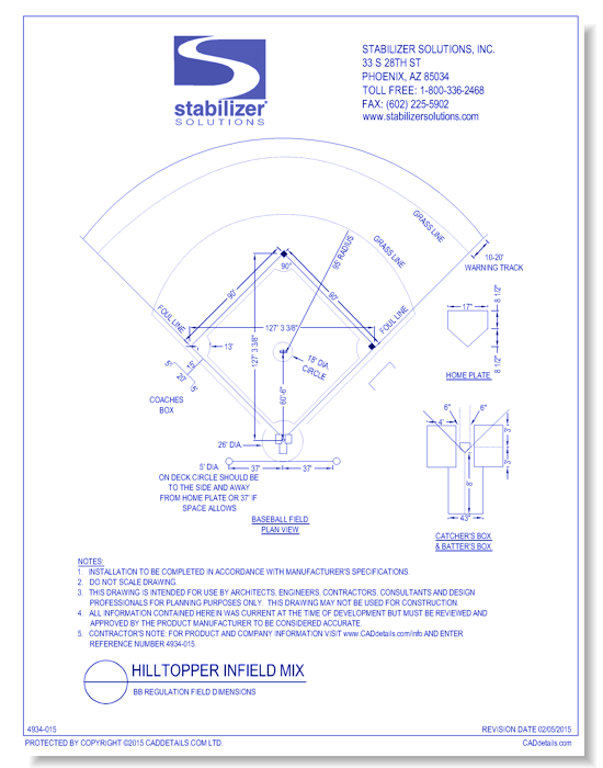 Hilltopper Infield Mix: BB Regulation Field Dimensions