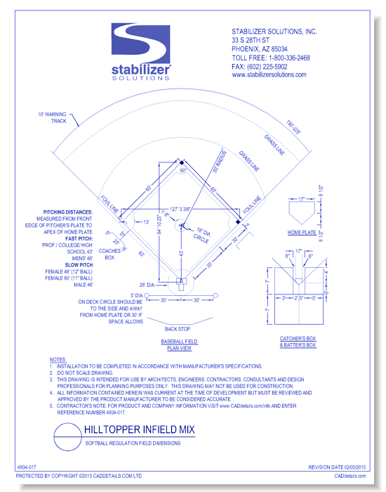 Hilltopper Infield Mix: Softball Regulation Field Dimensions