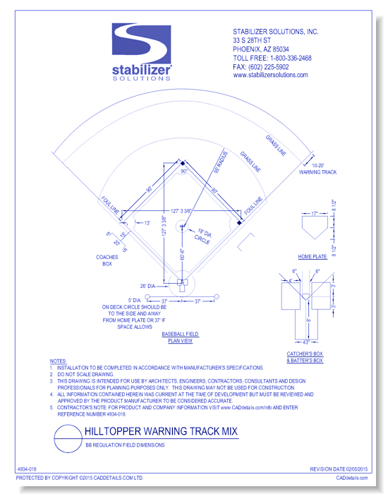 Hilltopper Warning Track Mix: BB Regulation Field Dimensions