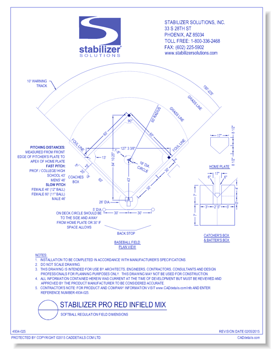 Stabilizer Pro Red Infield Mix: Softball Regulation Field Dimensions