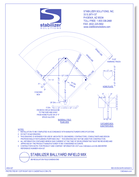 Stabilizer Ballyard Infield Mix: BB Regulation Field Dimensions