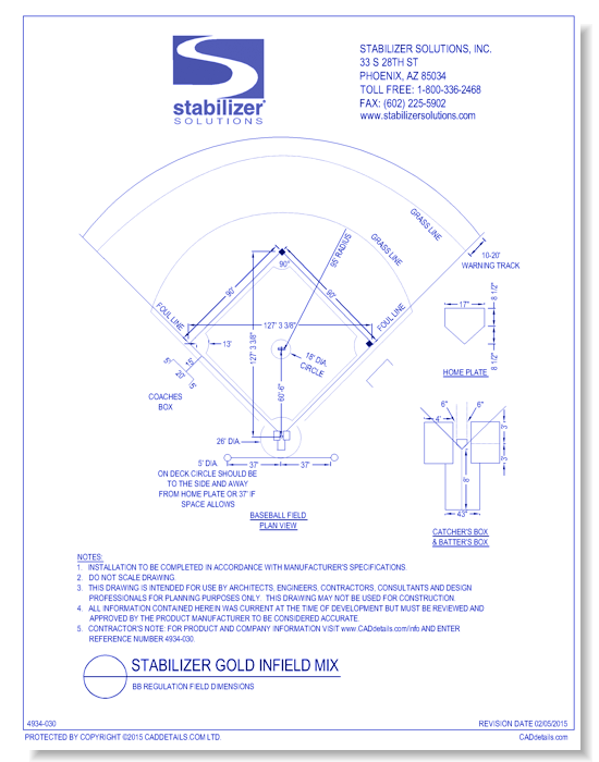 Stabilizer Gold Infield Mix: BB Regulation Field Dimensions