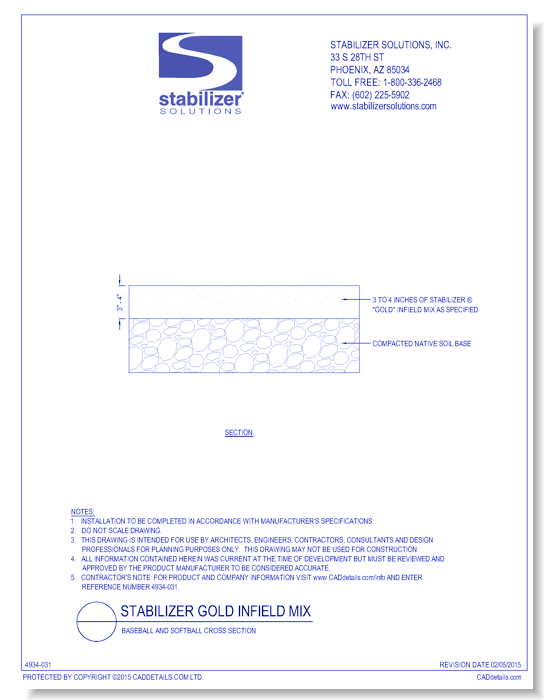Stabilizer Gold Infield Mix: Baseball and Softball Cross Section