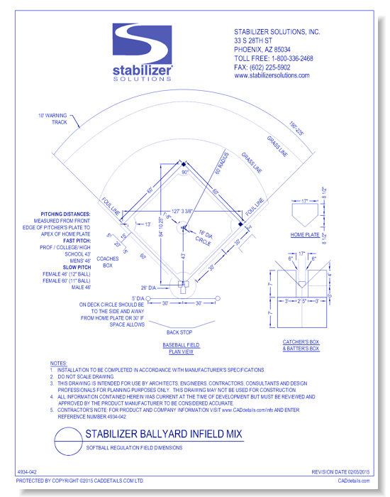 Stabilizer Ballyard Infield Mix: Softball Regulation Field Dimensions
