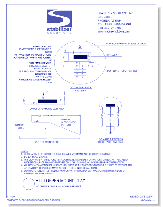 Hilltopper Mound Clay: Youth / Little League Mound Measurements