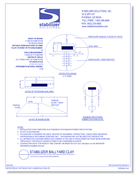Stabilizer Ballyard Clay: Youth / Little League Mound Measurements