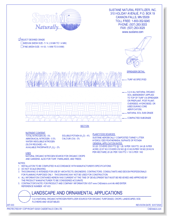 5-2-4 Natural: organic nitrogen fertilizer source for organic turfgrass, crops, landscapes, sod, flowers and vegetables