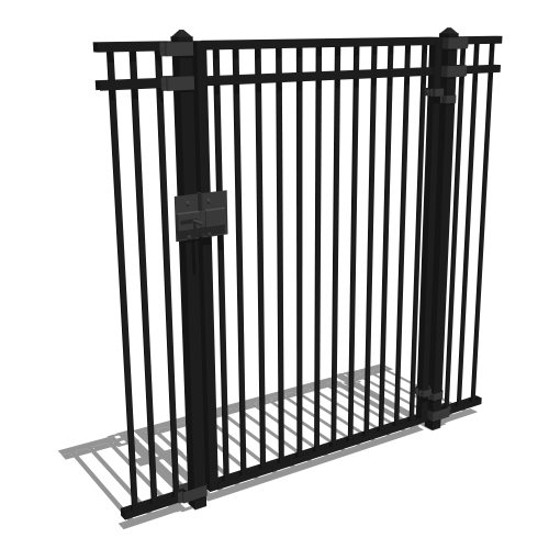 Gyms For Dogs® - Doggie DVR Series Fence - Decorative Vertical Rail / Architectural Style Dog Park Fence - Entrance Gate with Self-Close Hinge and Latch