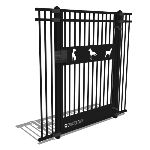 Gyms For Dogs® - Doggie DVR Series Fence - Decorative Vertical Rail / Architectural Style Dog Park Fence - Doggie Entrance Gate with Self-Close Hinge and Latch