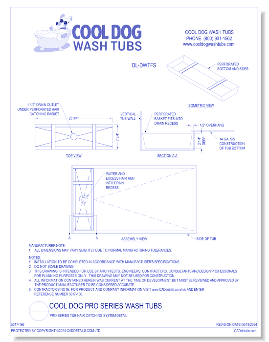 Cool Dog Wash Tubs - Pro Series Tub Hair Catching System Detail