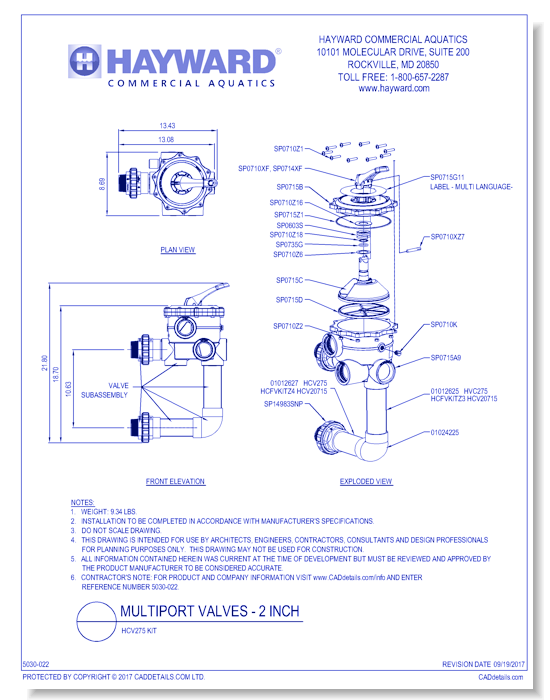 Multiport Vavles - 2 Inch: HCV275 Kit 