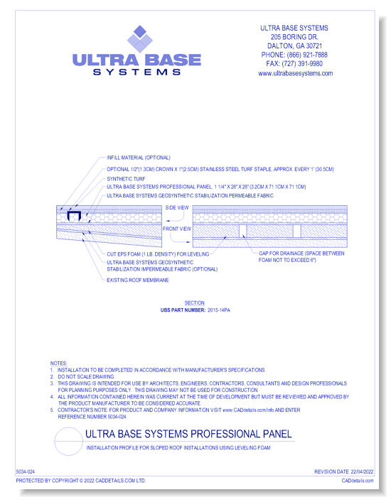 Professional Panel: Installation Profile for Sloped Roof Installations Using Leveling Foam