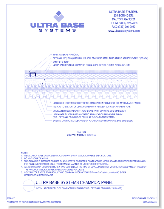 Champion Panel: Installation Profile on Compacted Subgrade with Optional Geo Grid ( 2015-01CB )