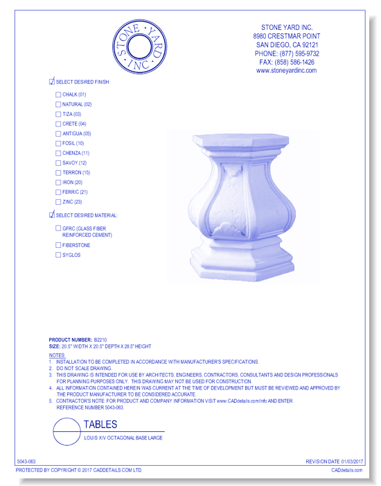 Louis XVI Octagonal Base Small
