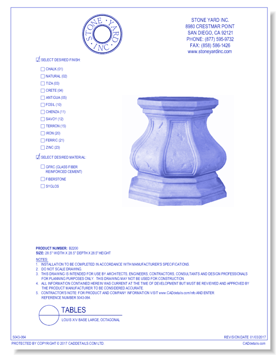 Louis XVI Octagonal Base Large