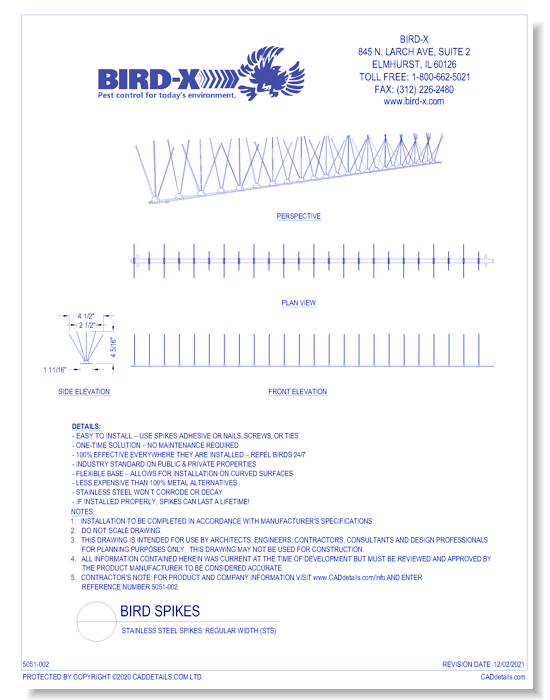 Stainless Steel Spikes: Regular Width (STS)