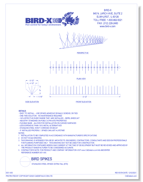 Stainless Steel Spikes: Extra Tall (ETS)