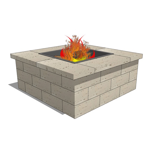 Firepits: Travertina, Square Fire-Pit 
