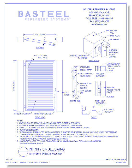 Infinity Single Swing Gate Wall Mount