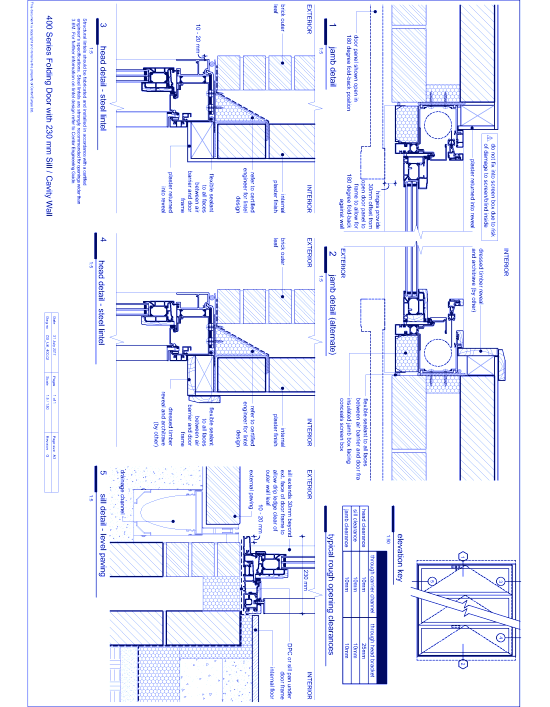405 Series - Folding Sliding Door - Cavity Wall 230mm Sill with Screen Box Facings
