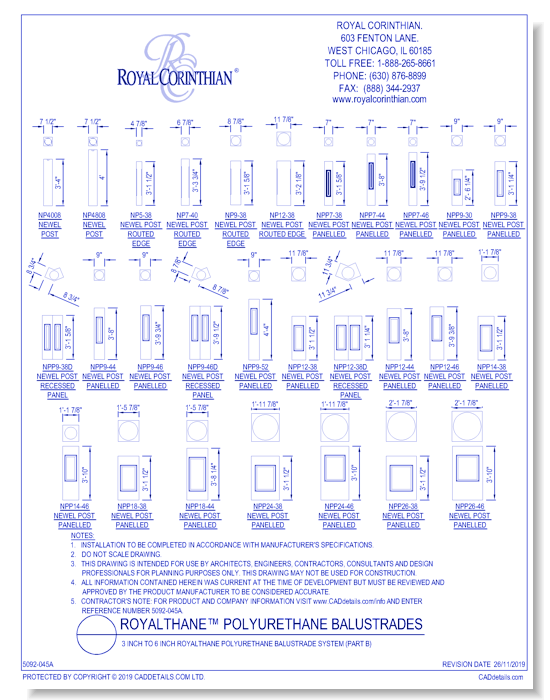 3 Inch to 6 Inch RoyalThane Polyurethane Balustrade System (Part B)