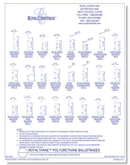 7 Inch RoyalThane Polyurethane Balustrade System (Part B)