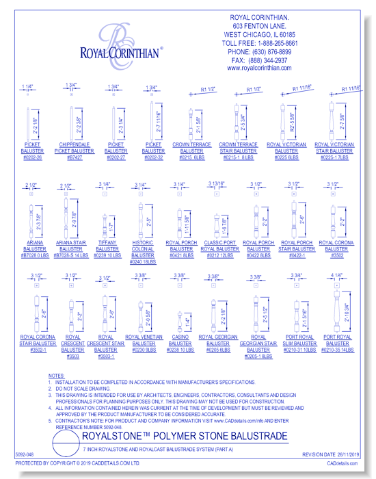 7 Inch RoyalStone and RoyalCast Balustrade System (Part A)