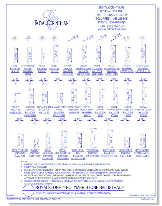 8 Inch to 10 Inch RoyalStone and RoyalCast Balustrade System (Part A)