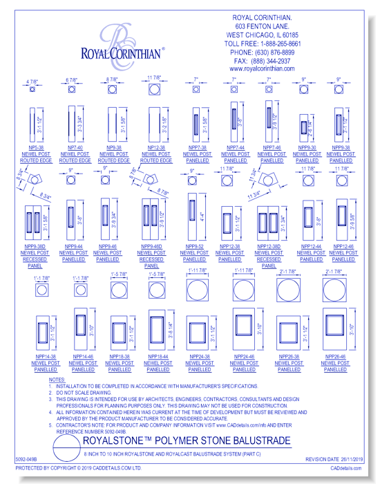8 Inch to 10 Inch RoyalStone and RoyalCast Balustrade System (Part C)