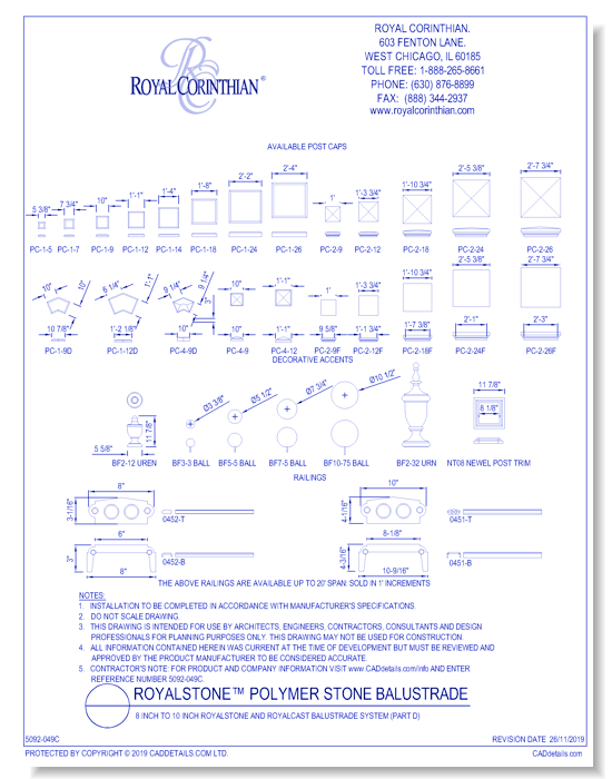 8 Inch to 10 Inch RoyalStone and RoyalCast Balustrade System (Part D)